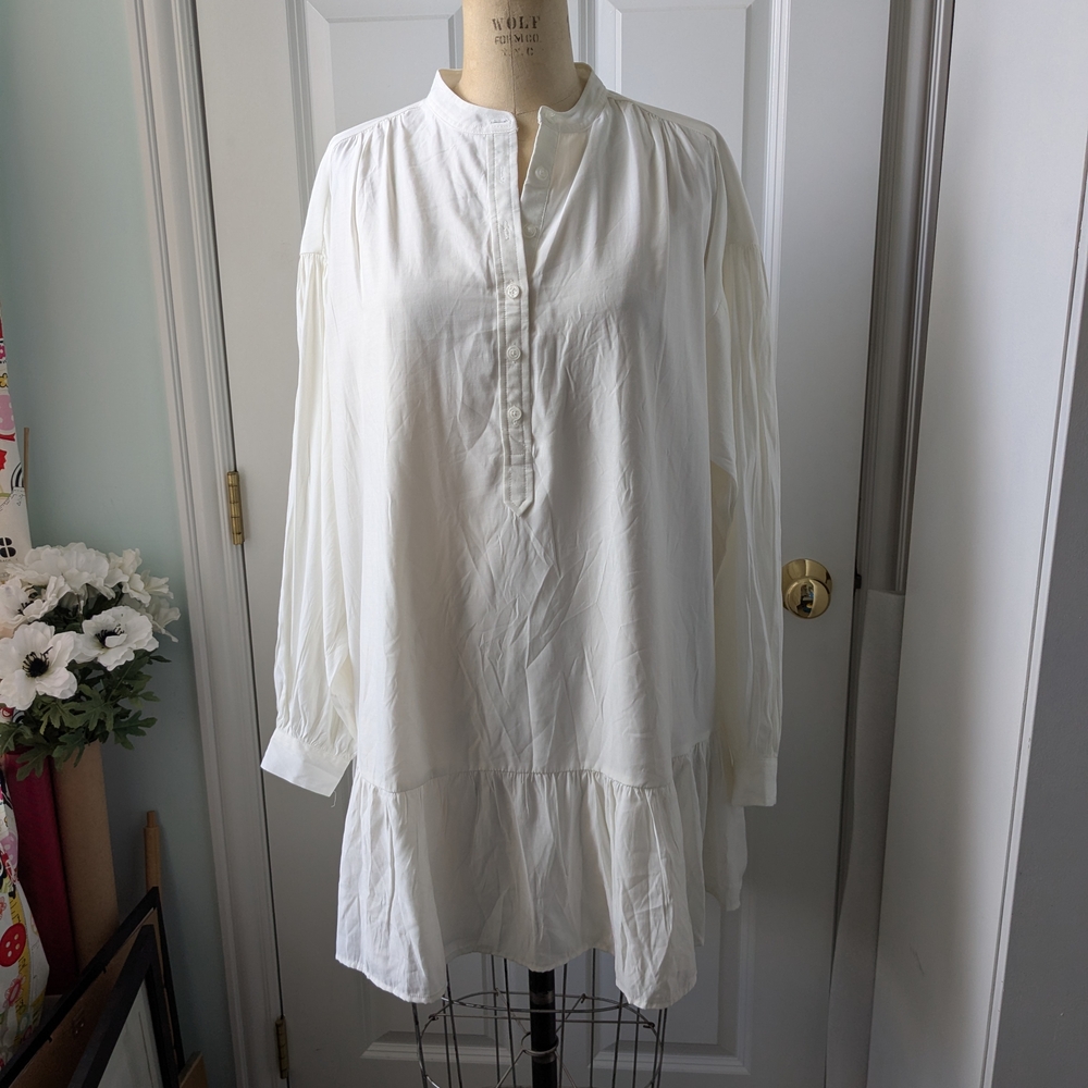 Elizabeth and James Soft Cream Dress/ Tunic With Button Front Detail